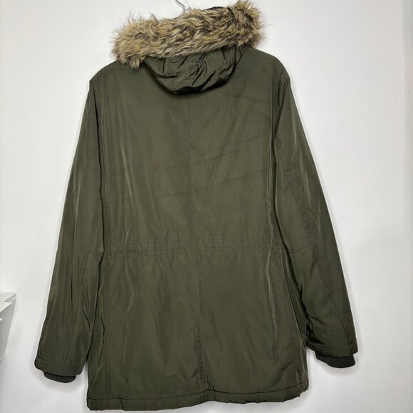 Tommy Hilfiger Men's Performance Parka Jacket Olive Green Medium Faux Fur Trim - Picture 7 of 13